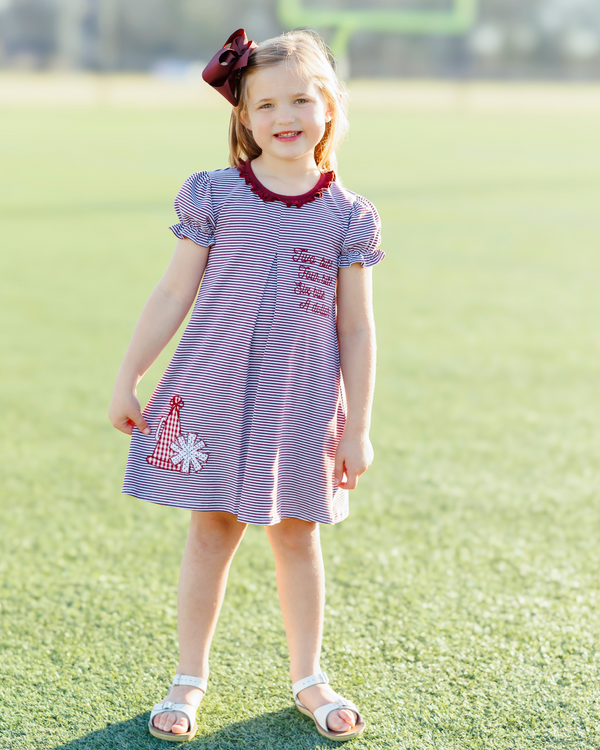 Stand Up and Holler Pleat Dress- Maroon Stripe