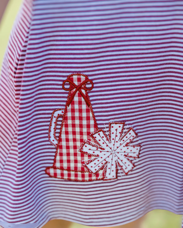 Stand Up and Holler Pleat Dress- Maroon Stripe
