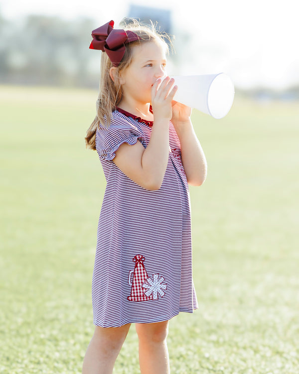 Stand Up and Holler Pleat Dress- Maroon Stripe