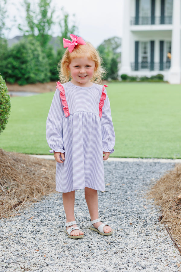Olivia Dress- Lavender Stripe/Pink