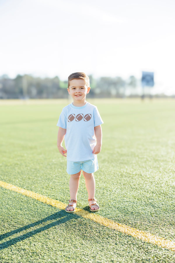 Football Trio Shirt- Light Blue Stripe
