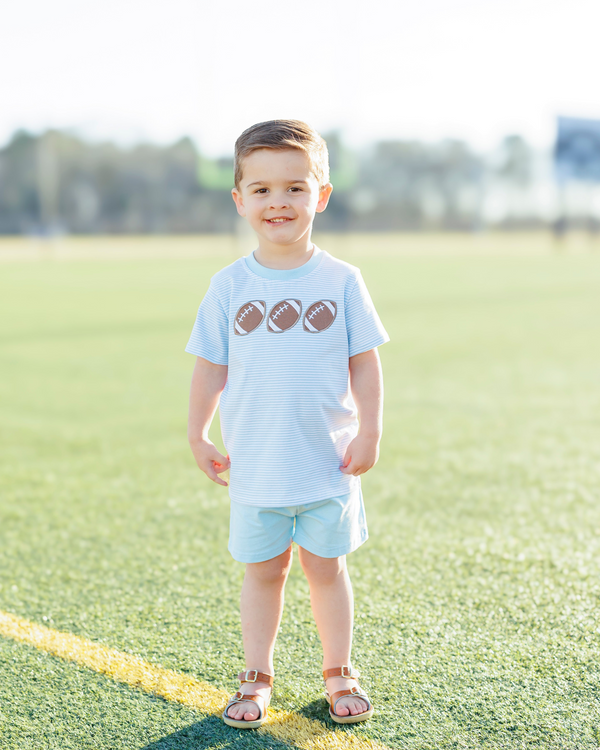 Football Trio Shirt- Light Blue Stripe