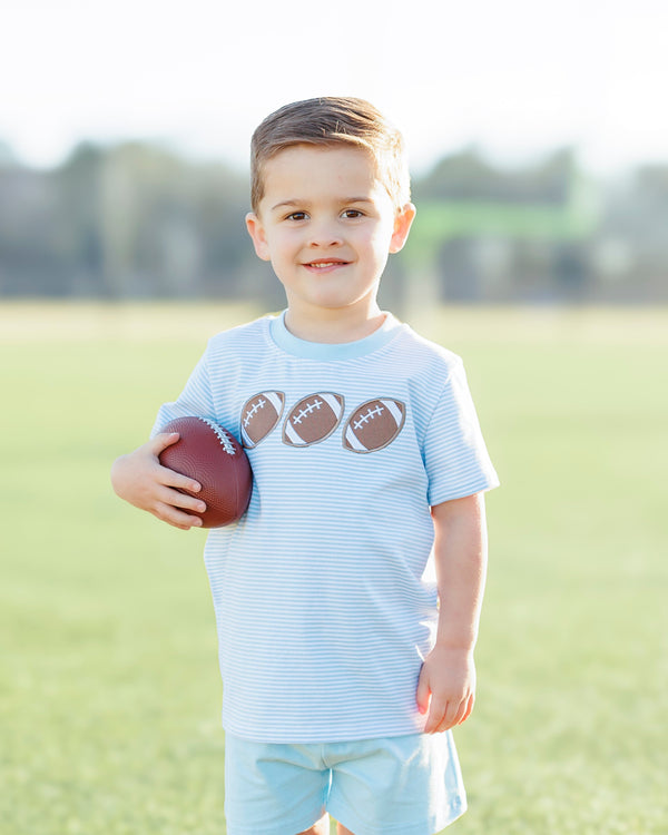 Football Trio Shirt- Light Blue Stripe