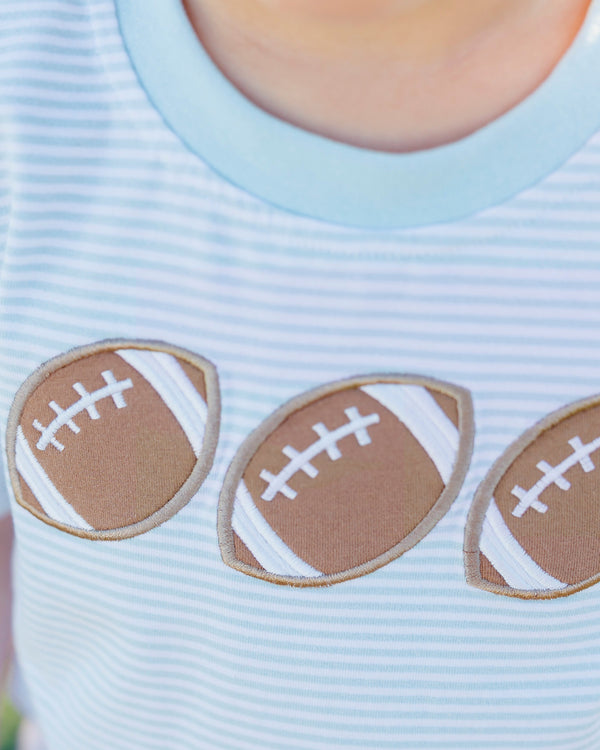 Football Trio Shirt- Light Blue Stripe