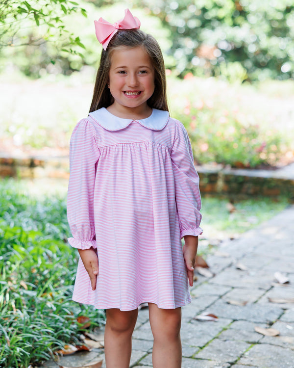Lottie Dress - Light Pink Stripe