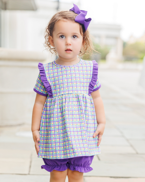Mardi Gras Plaid Bloomer Set