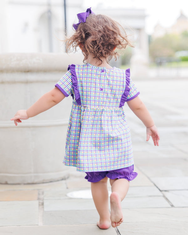Mardi Gras Plaid Bloomer Set
