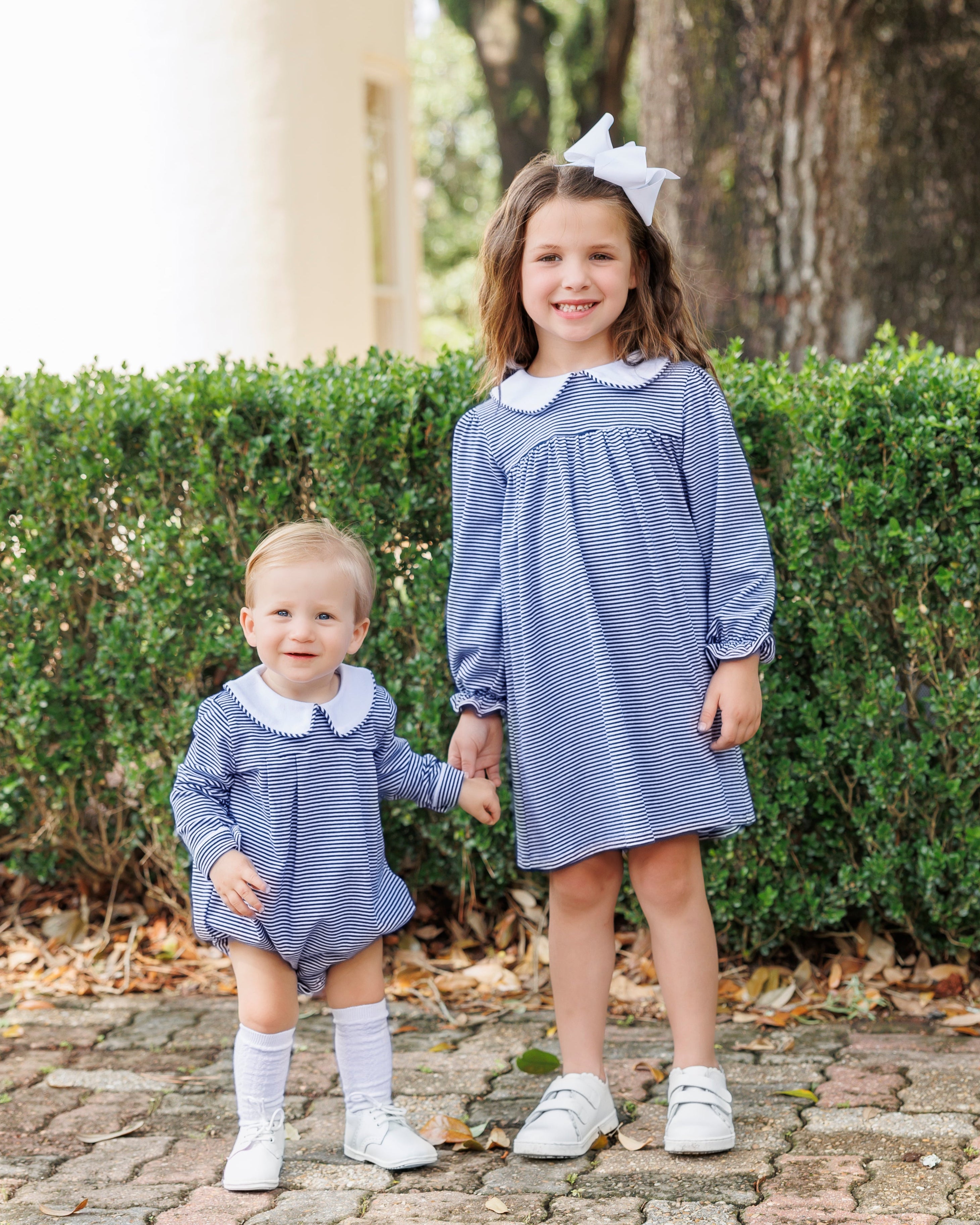 Lottie Dress Navy Stripe – Smock Candy - Main Image