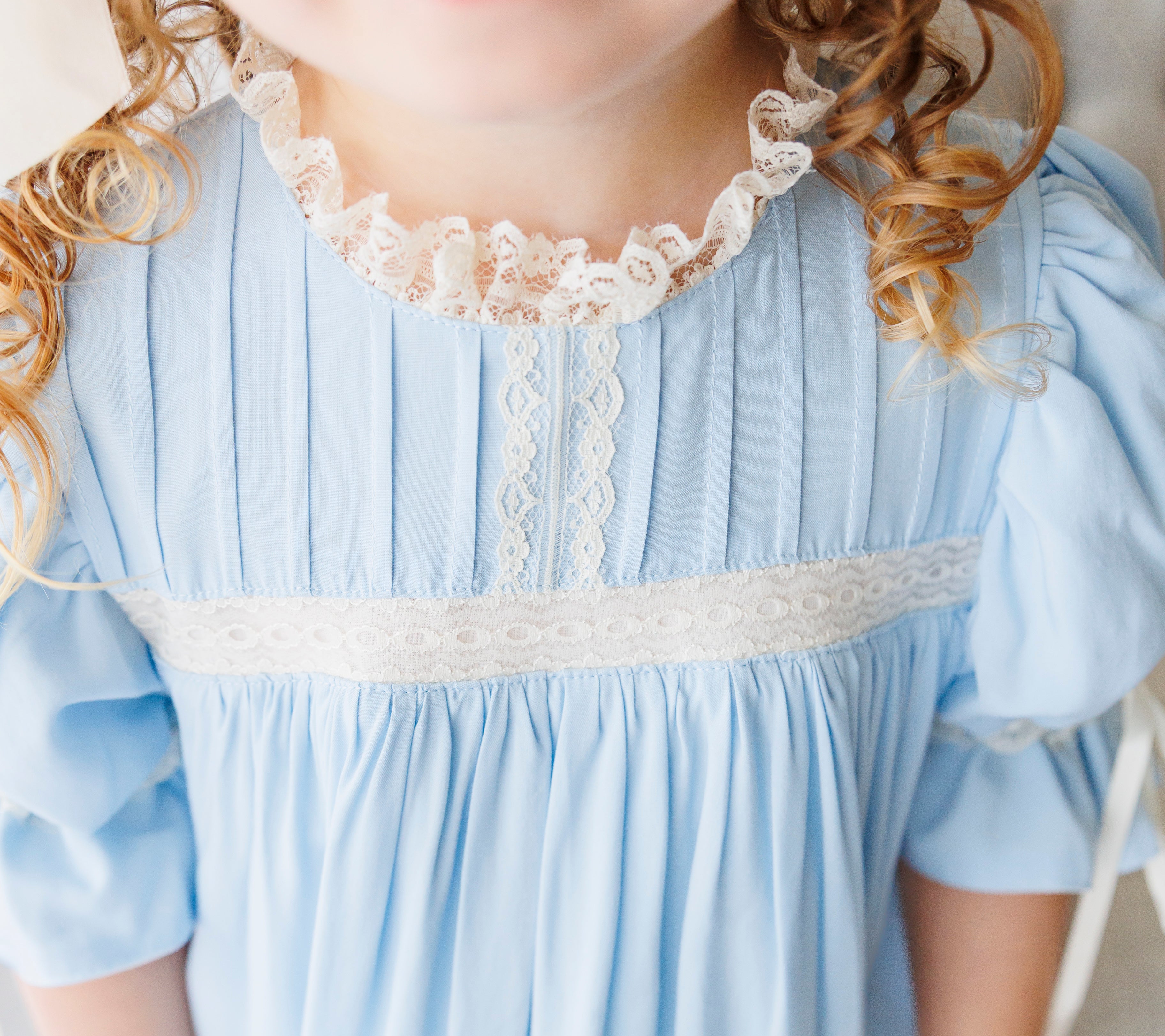 Light Blue/Ecru Heirloom Dress 12 Months Light Blue/Ecru Heirloom Dress 12 Months