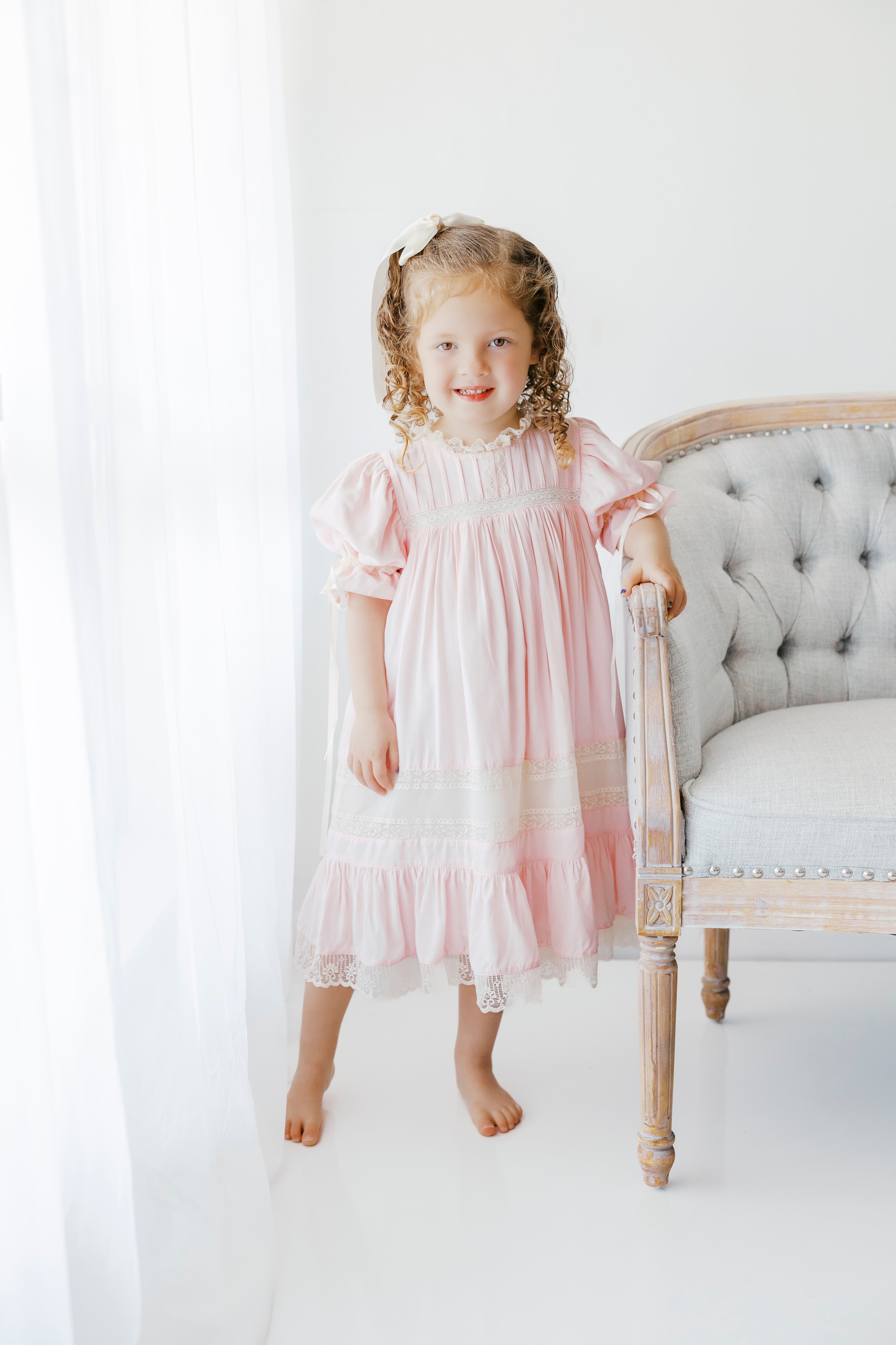 smock dress baby Pink/Ecru Heirloom Dress 7