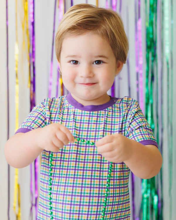 Mardi Gras Plaid Romper