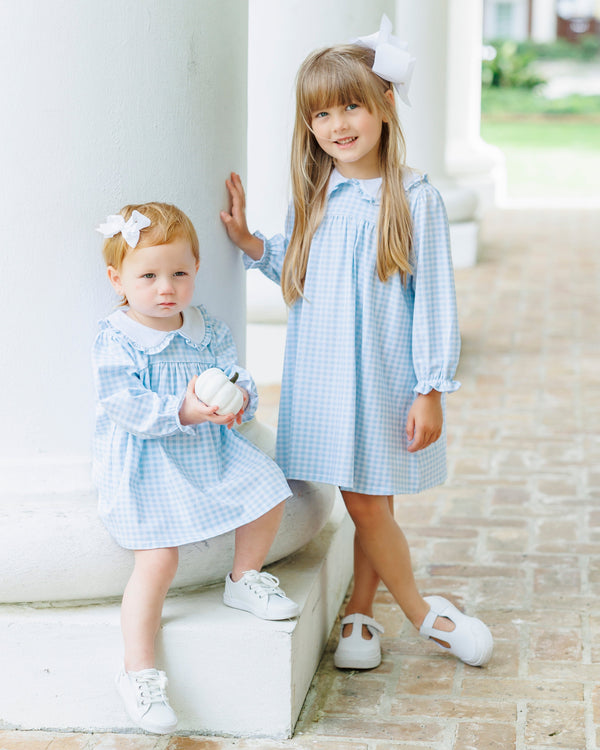 Catherine Dress - Light Blue Gingham