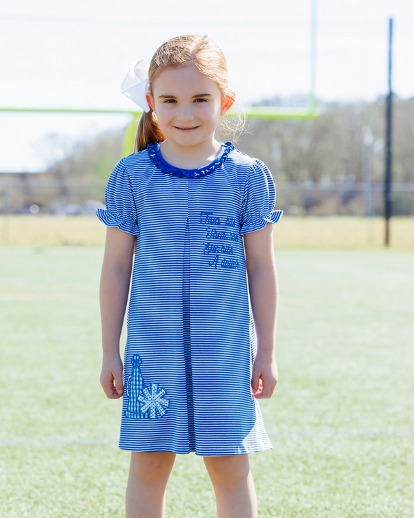 Stand Up and Holler Pleat Dress- Royal Blue Stripe