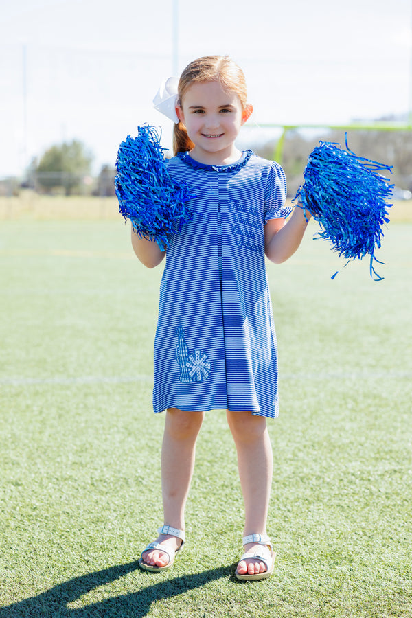 Stand Up and Holler Pleat Dress- Royal Blue Stripe
