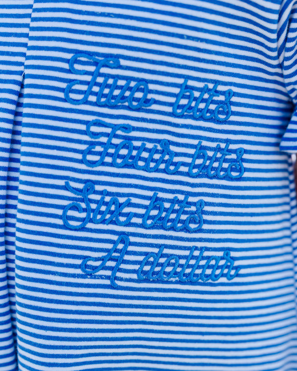 Stand Up and Holler Pleat Dress- Royal Blue Stripe