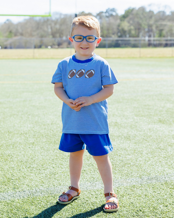 Football Trio Shirt- Royal Blue Stripe