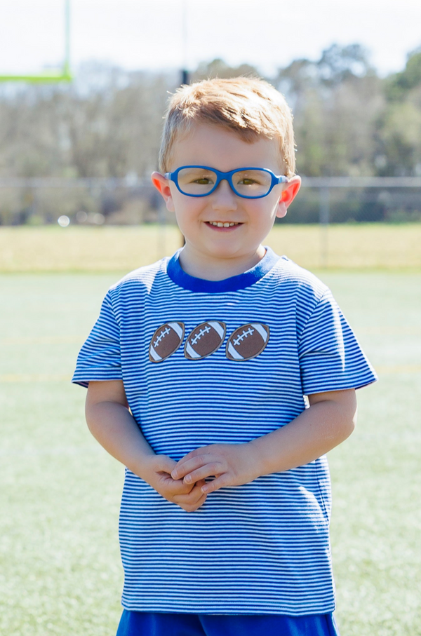 Football Trio Shirt- Royal Blue Stripe