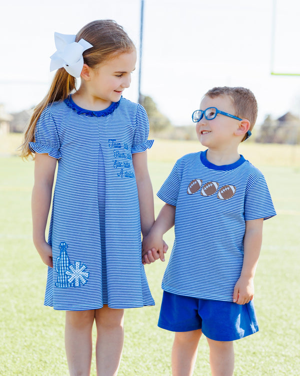 Football Trio Shirt- Royal Blue Stripe
