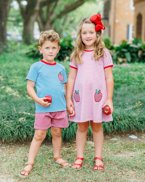 Apple Pocket Applique Dress