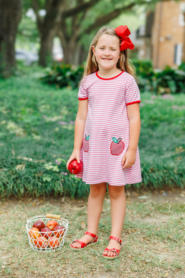 Apple Pocket Applique Dress