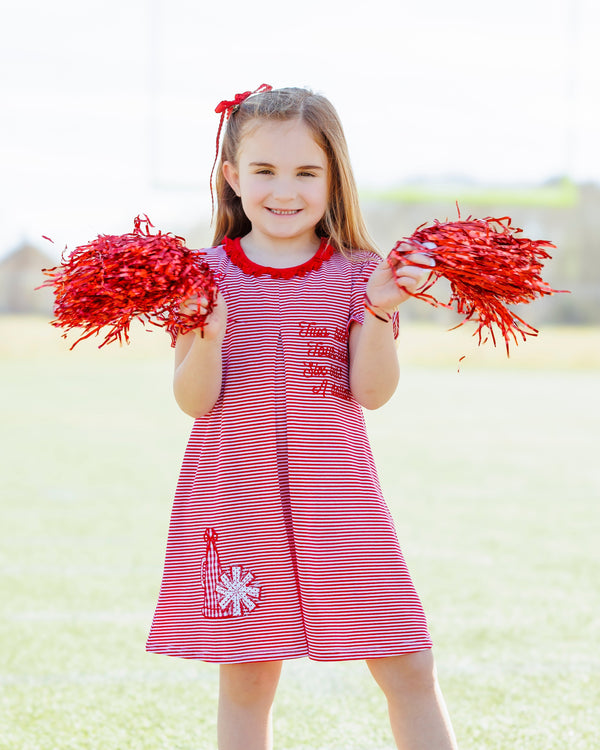 Stand Up and Holler Pleat Dress- Red Stripe