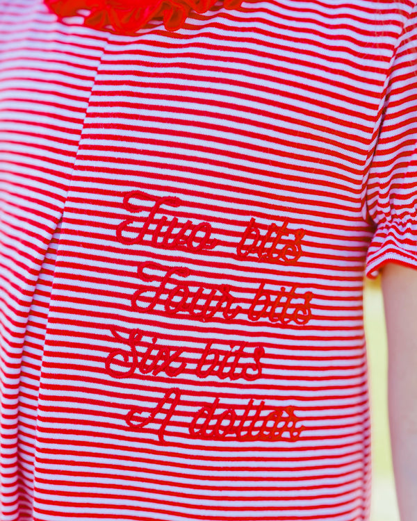 Stand Up and Holler Pleat Dress- Red Stripe