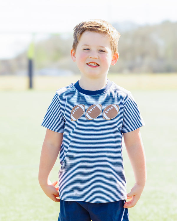 Football Trio Shirt- Navy Stripe