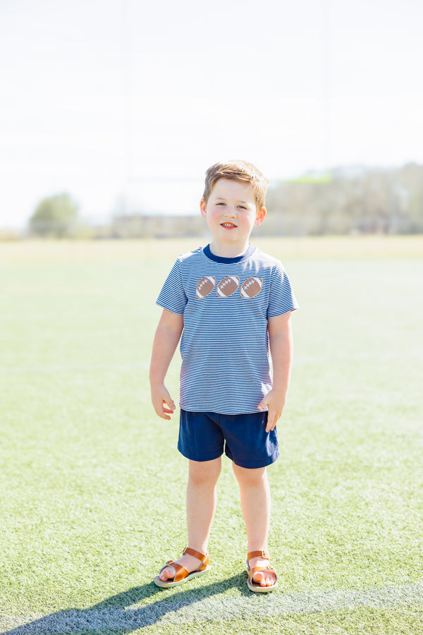 Football Trio Shirt- Navy Stripe
