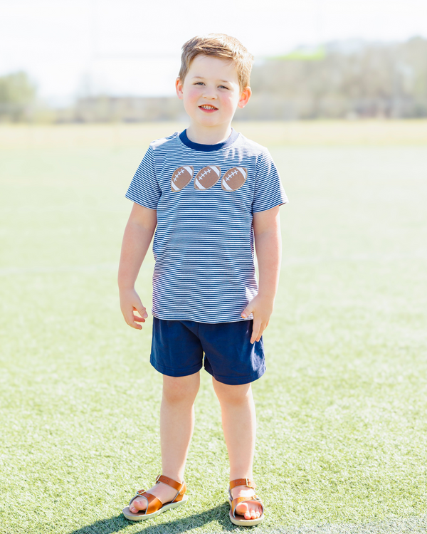 Football Trio Shirt- Navy Stripe