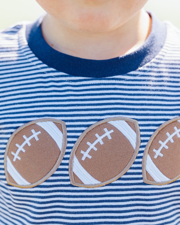Football Trio Shirt- Navy Stripe