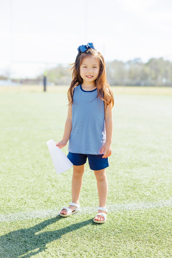 We've Got Spirit Bow Back Short Set- Navy Stripe