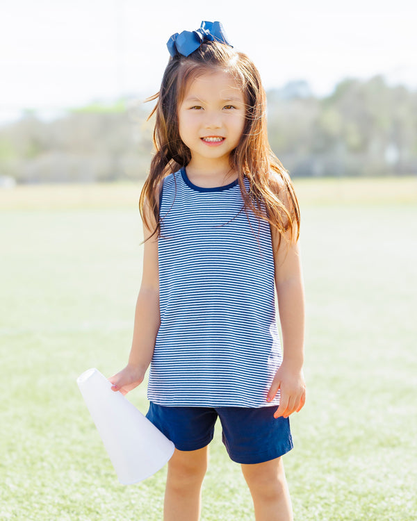 We've Got Spirit Bow Back Short Set- Navy Stripe