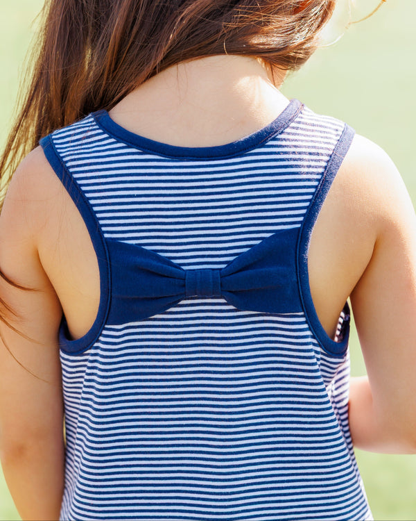 We've Got Spirit Bow Back Short Set- Navy Stripe