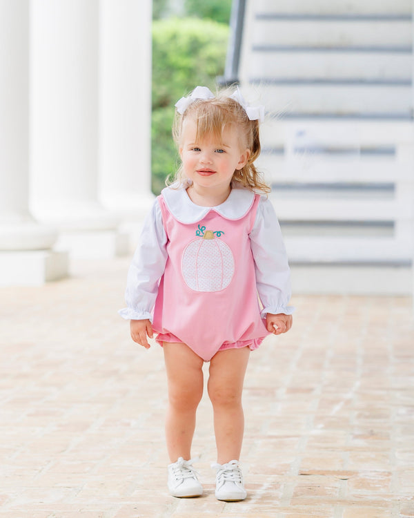 Pretty in Pink Pumpkin Bubble with Peter Pan Collar Top