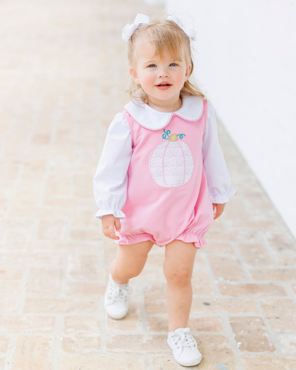 Pretty in Pink Pumpkin Bubble with Peter Pan Collar Top