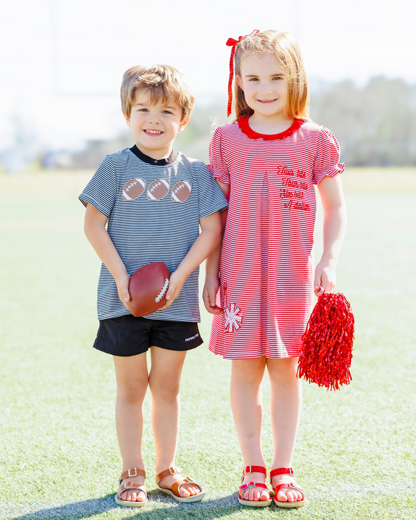 Stand Up and Holler Pleat Dress- Red Stripe