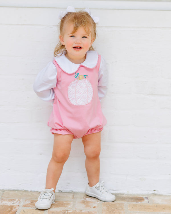 Pretty in Pink Pumpkin Bubble with Peter Pan Collar Top