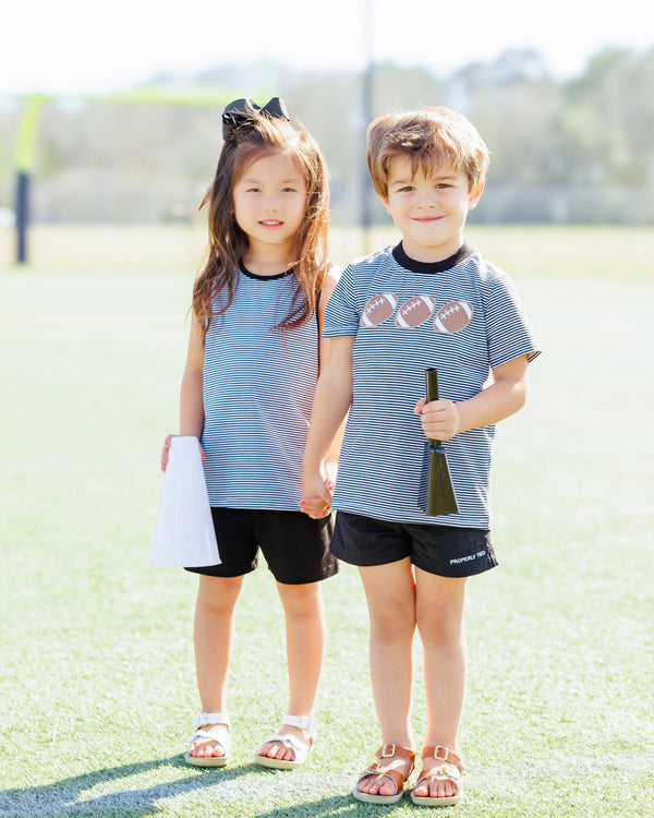 We've Got Spirit Bow Back Short Set- Black Stripe