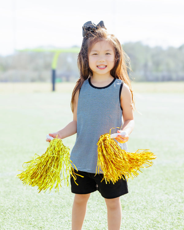 We've Got Spirit Bow Back Short Set- Black Stripe