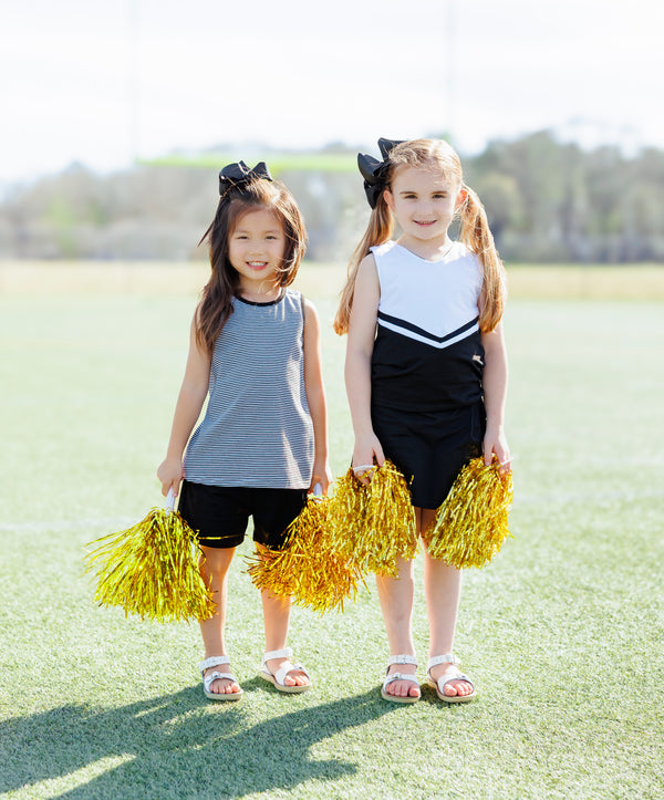 We've Got Spirit Bow Back Short Set- Black Stripe