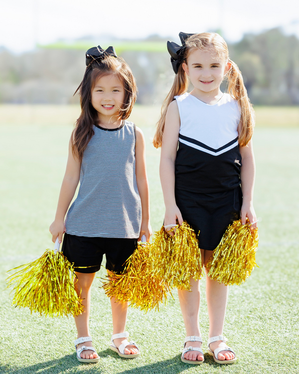 We've Got Spirit Bow Back Short Set- Black Stripe