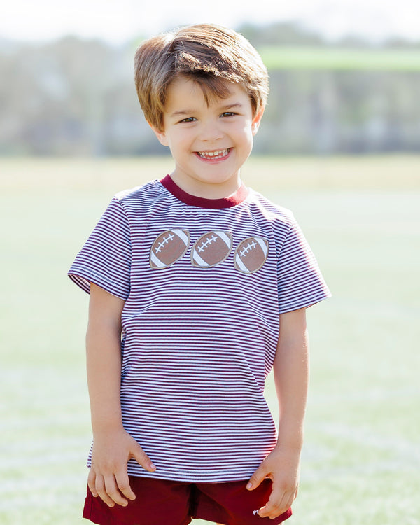 Football Trio Shirt- Maroon Stripe