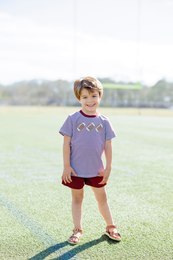 Football Trio Shirt- Maroon Stripe