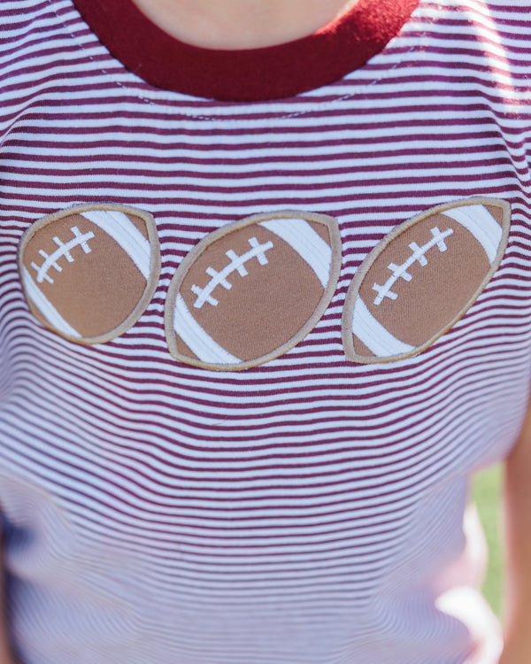 Football Trio Shirt- Maroon Stripe