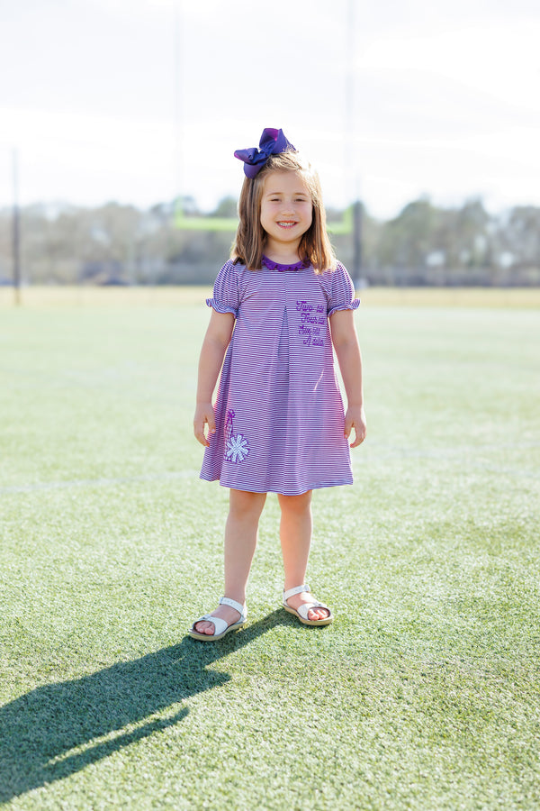 Stand Up and Holler Pleat Dress- Purple Stripe