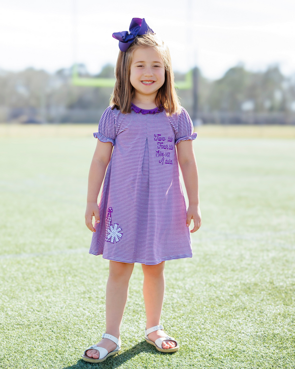 Stand Up and Holler Pleat Dress- Purple Stripe
