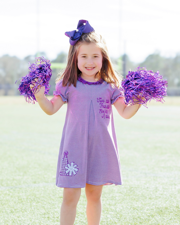 Stand Up and Holler Pleat Dress- Purple Stripe