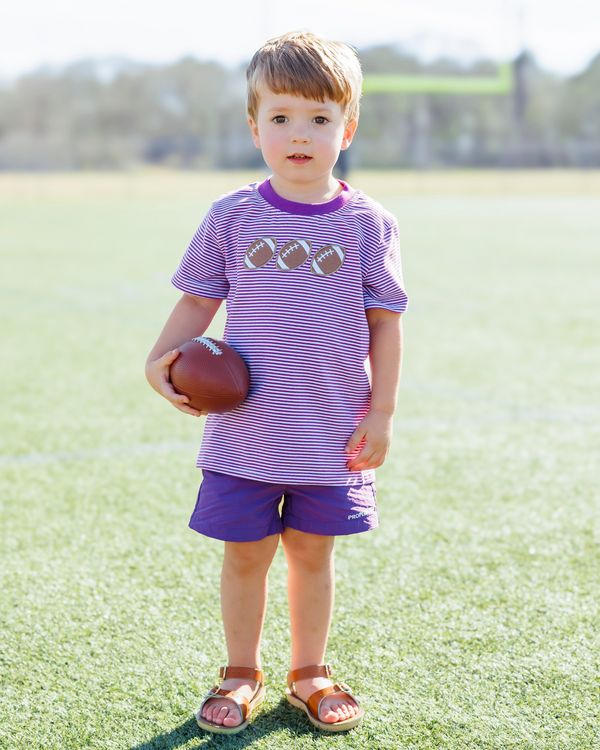 Football Trio Shirt- Purple Stripe