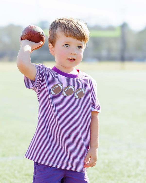 Football Trio Shirt- Purple Stripe