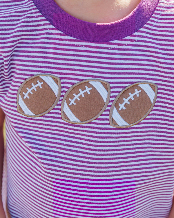 Football Trio Shirt- Purple Stripe
